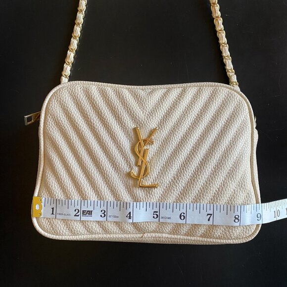 Saint Laurent Mini Lou Camera Grain De Poudre Matelasse Ivory Shoulder Bag - Picture 10 of 16
